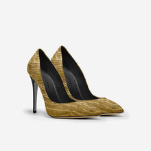 Load image into Gallery viewer, GOLD ALLIGATOR POINT TOE STILETTO PUMP
