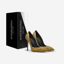 Load image into Gallery viewer, GOLD ALLIGATOR POINT TOE STILETTO PUMP