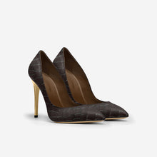 Load image into Gallery viewer, BROWN ALLIGATOR POINT TOE STILETTO PUMP