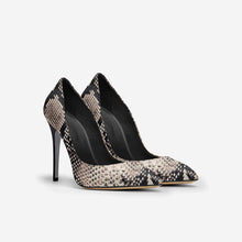 Load image into Gallery viewer, WHITE PYTHON POINT TOE STILETTO PUMP