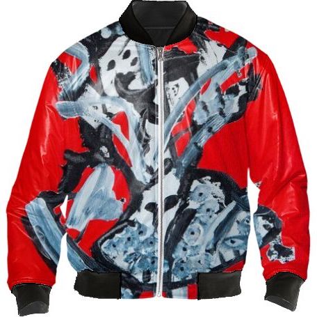 RED ABSTRACT BOMBER JACKET