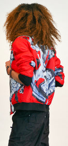 RED ABSTRACT BOMBER JACKET